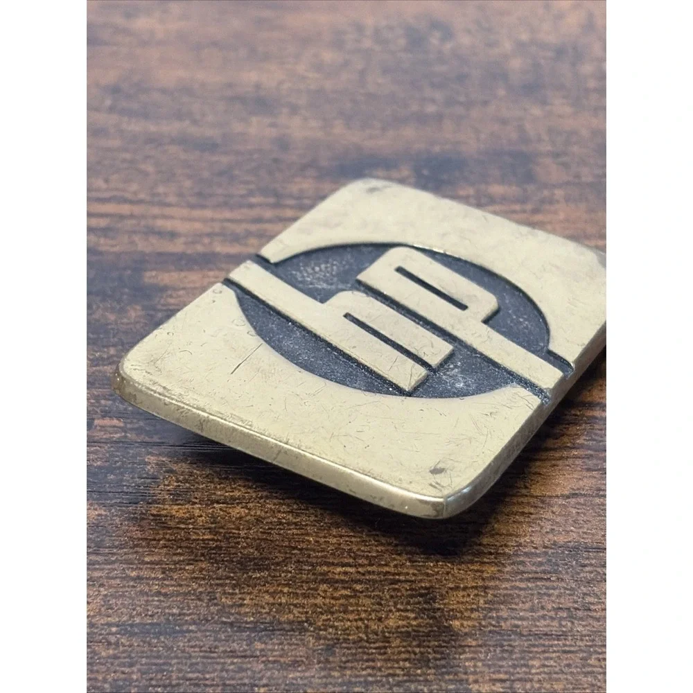 Hewlett Packard Computers Belt Buckle Vintage HP Brass USA Made Jack Nadel